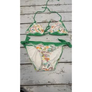 Victoria's Secret Capri Island Triangle Bikini Swimsuit Top Size L bottom sm